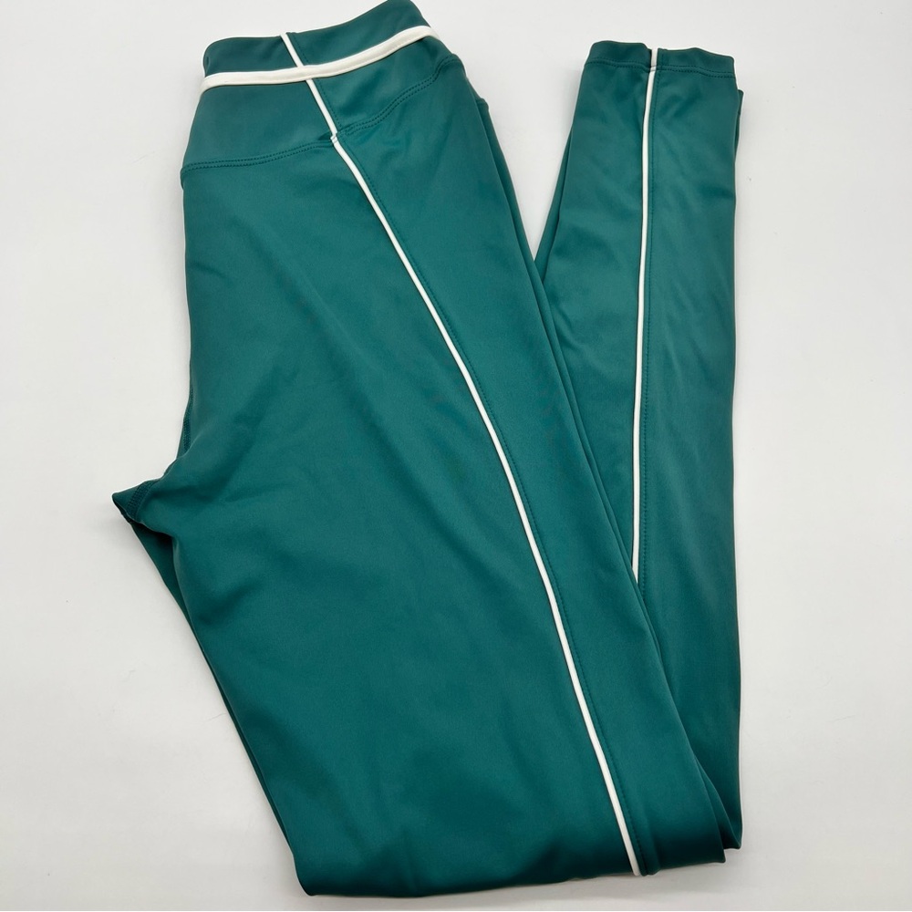 Yllw The Label Colby Contour Green and White Leggings with Sporty Trim-Size XL
